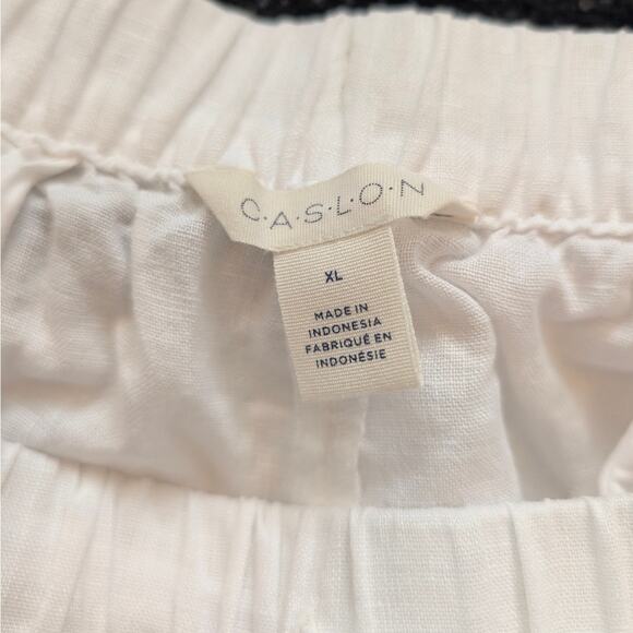 Caslon Women's Tie Waist Tapered Linen Pants Notched Hem White Size XL - Picture 7 of 11